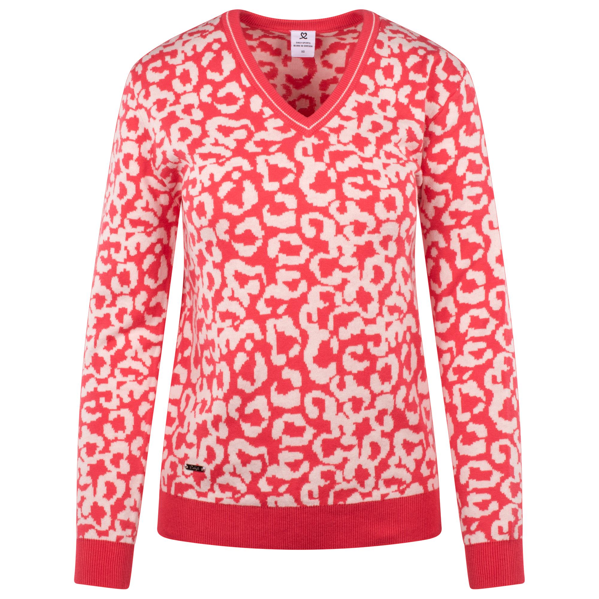 Daily Sports Jacquard Ladies Golf Knitted Jumper Leo Coral